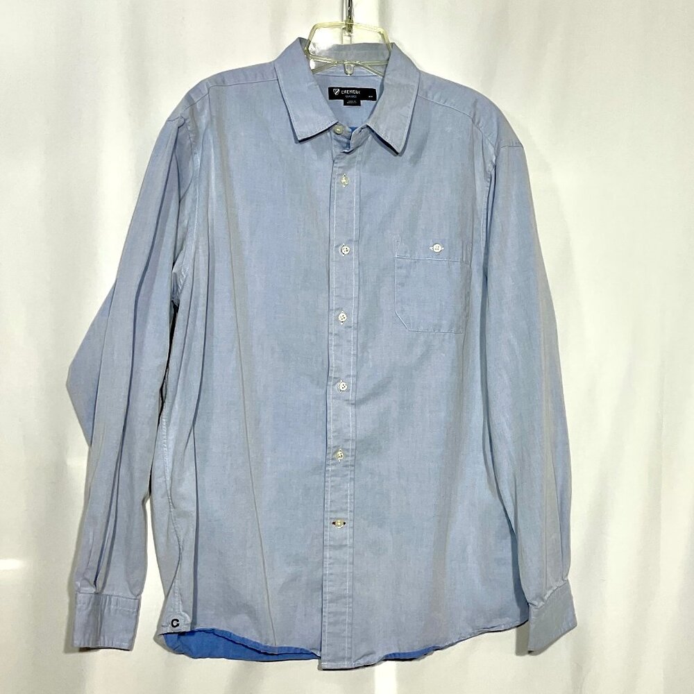 Cremieux Mens L Chambray Long Sleeve Button Down Shirt 100% Cotton Blue